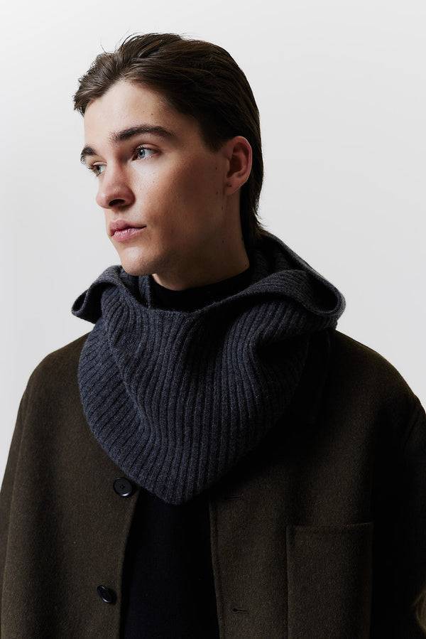 Prinz Berlin Kaschmir Hood Rib Knit Graphit Günstiger Verkauf