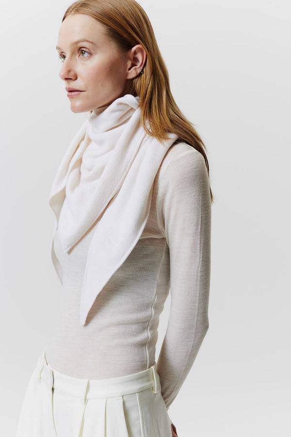 Prinz Berlin Kaschmir Triangle Fine Knit Off-White Fabrikverkauf