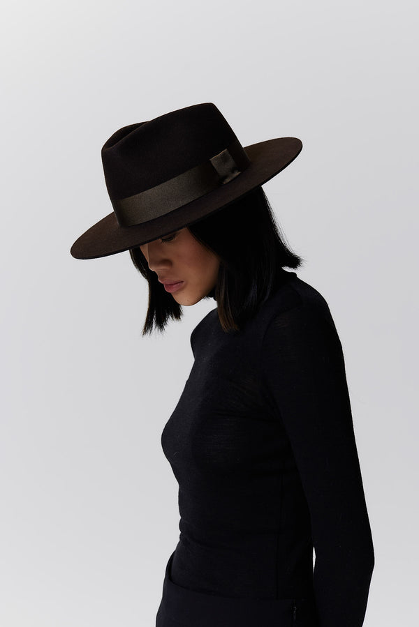 Prinz Berlin Merino Fedora Hut Short Brim Chocolate Saisonschlussverkauf