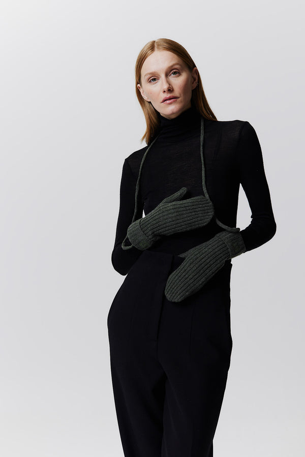 Prinz Berlin Kaschmir Mittens Rib Knit Grün Meist gekauft