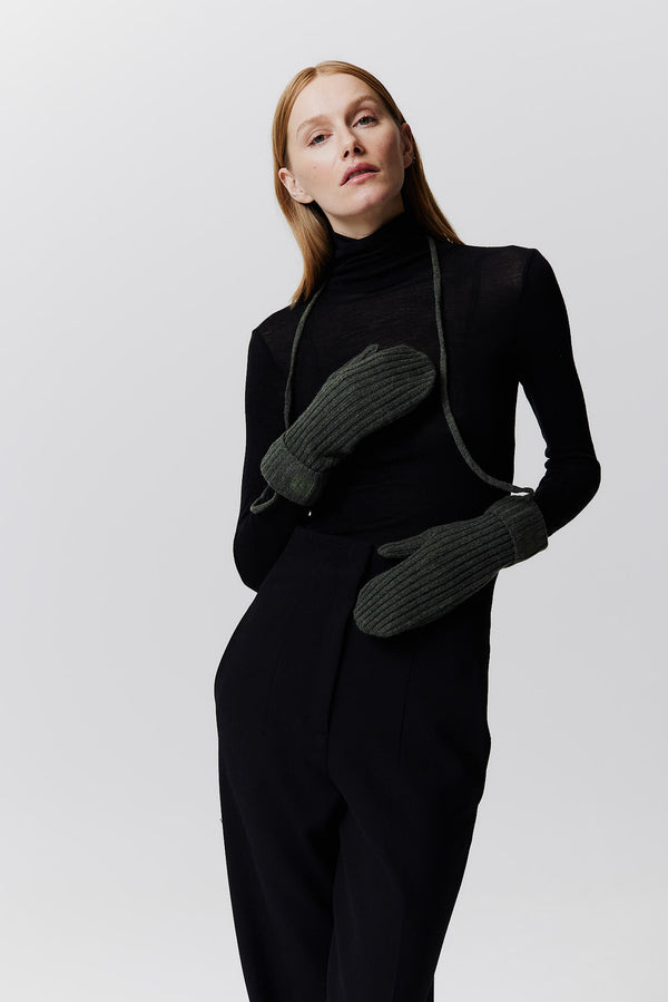 Prinz Berlin Kaschmir Mittens Rib Knit Grün Meist gekauft