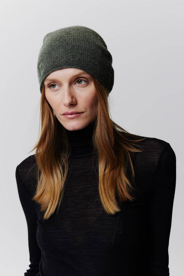 Prinz Berlin Kaschmir Beanie Fine Knit Grün Outlet