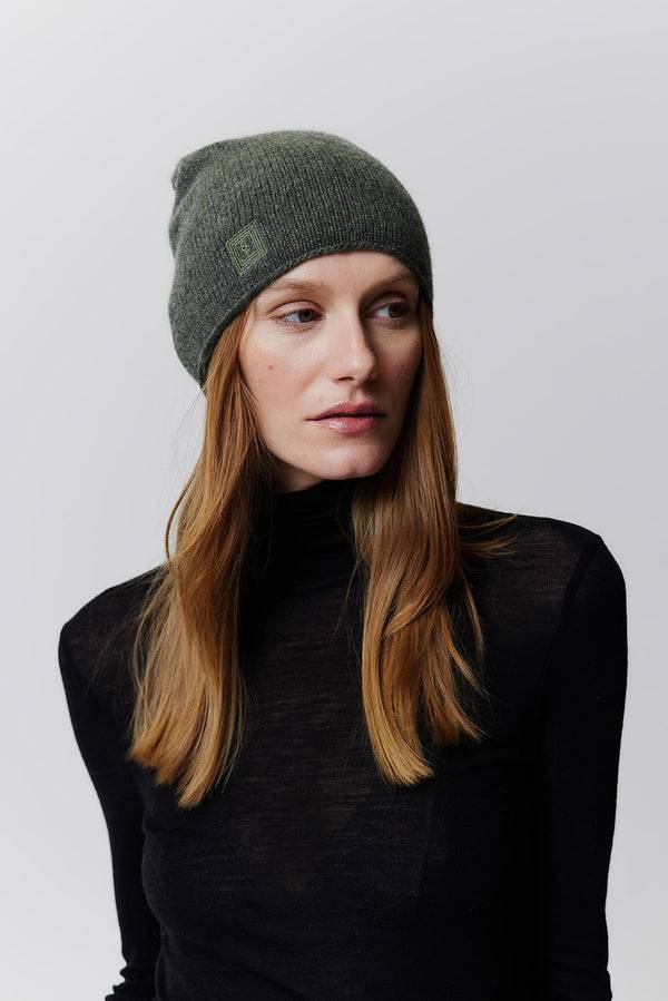 Prinz Berlin Kaschmir Beanie Fine Knit Grün Outlet