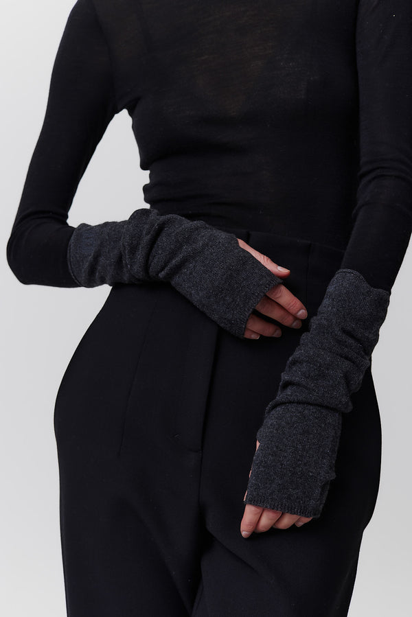 Prinz Berlin Kaschmir Arm Warmers Fine Knit Graphit Auslauf