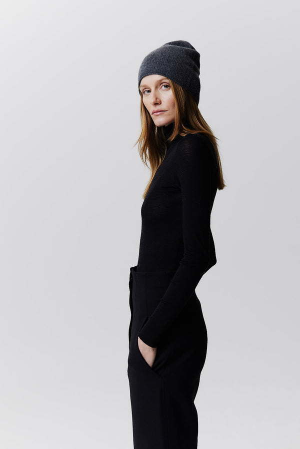 Prinz Berlin Kaschmir Beanie Fine Knit Graphit Verkauf