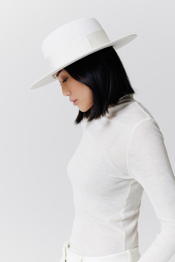 Prinz Berlin Merino 344 Hut Short Brim Weiß Auslauf