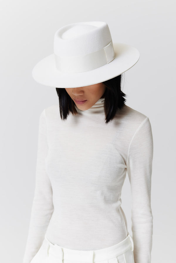 Prinz Berlin Merino 344 Hut Short Brim Weiß Auslauf
