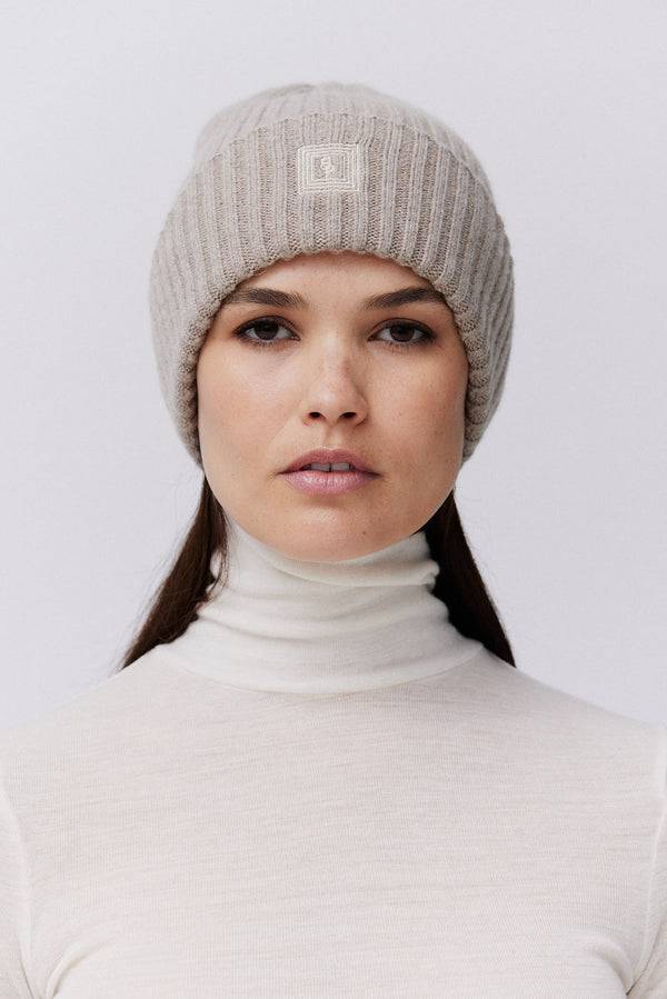 Prinz Berlin Kaschmir Beanie Rib Knit Beige Angebote