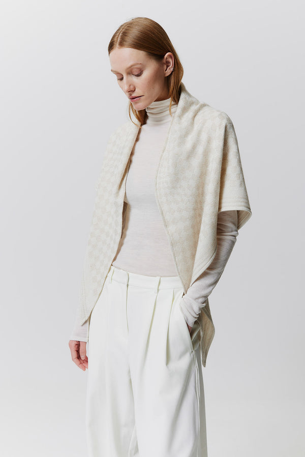 Prinz Berlin Kaschmir Triangle Jacquard Weiß im Angebot