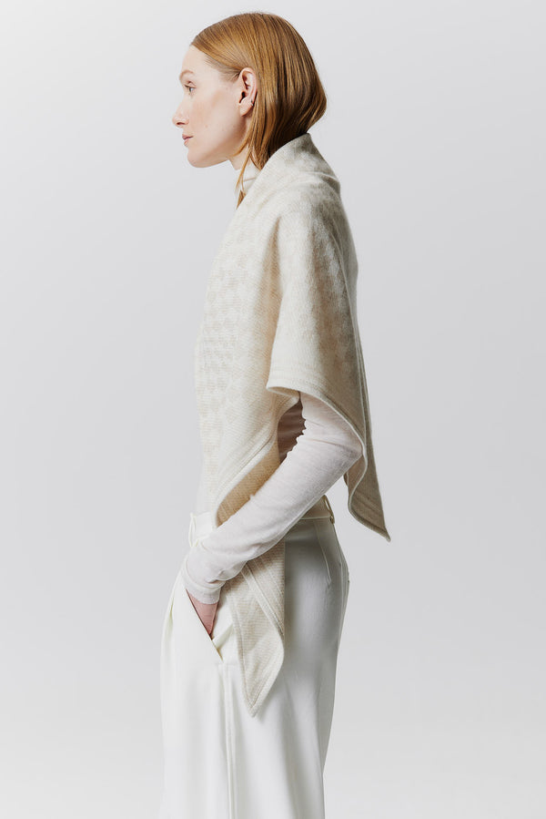 Prinz Berlin Kaschmir Triangle Jacquard Weiß im Angebot
