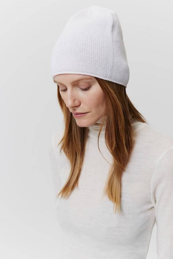 Prinz Berlin Kaschmir Beanie Fine Knit Off-White Meist gekauft