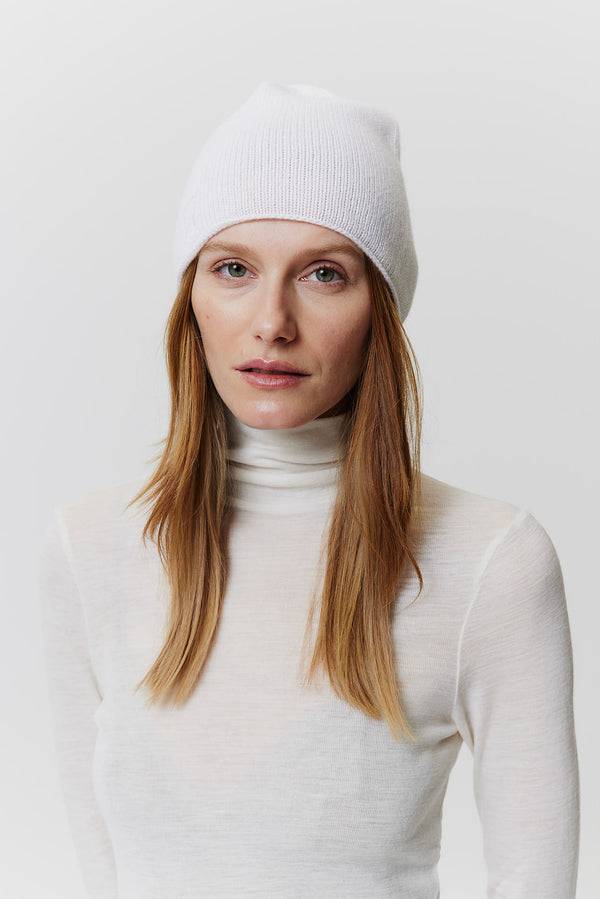 Prinz Berlin Kaschmir Beanie Fine Knit Off-White Meist gekauft