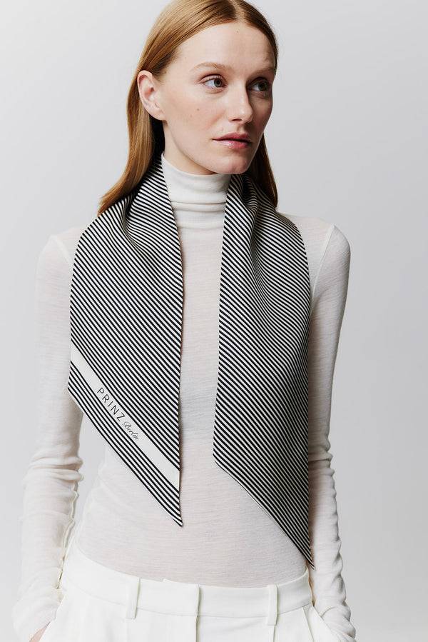 Prinz Berlin Seidenbandeau Stripes in Off-White Blitzverkäufe