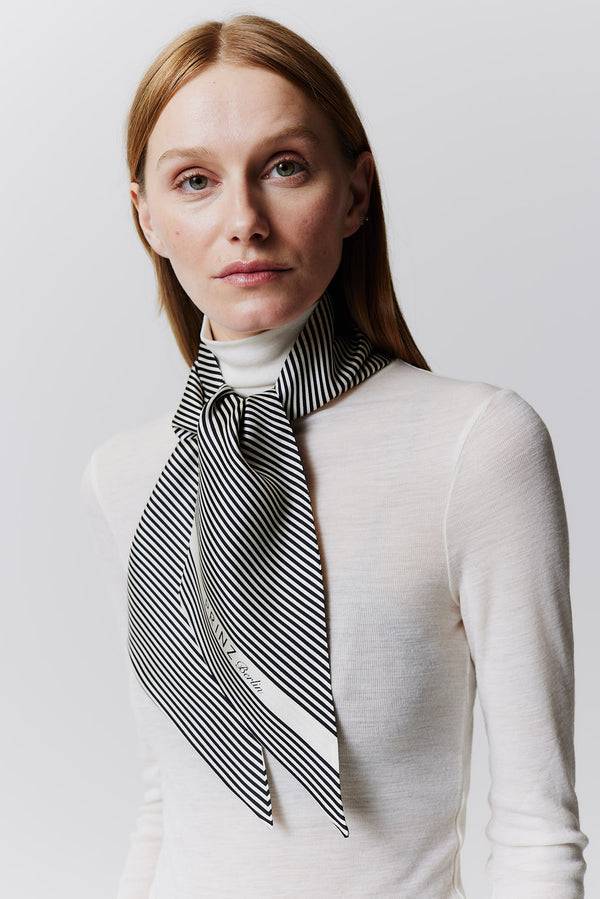 Prinz Berlin Seidenbandeau Stripes in Off-White Blitzverkäufe