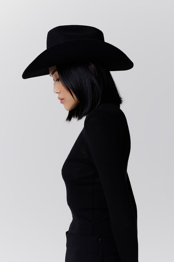 Prinz Berlin Merino Cowboy Hut Lifted Brim Schwarz Outlet