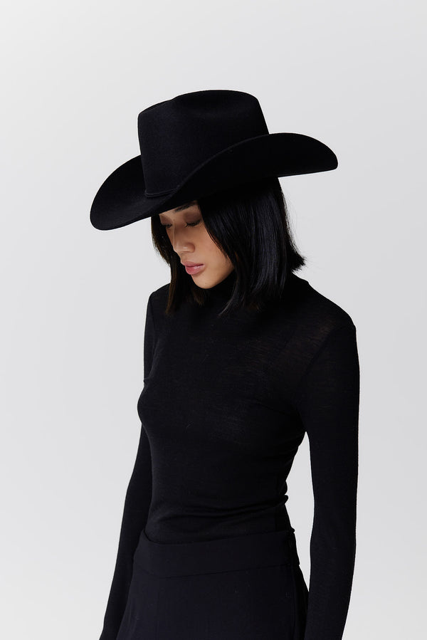 Prinz Berlin Merino Cowboy Hut Lifted Brim Schwarz Outlet
