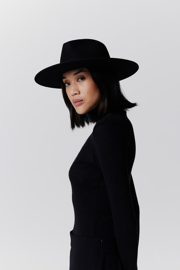 Prinz Berlin Merino Fedora Hut Classic Brim Schwarz Verkauf