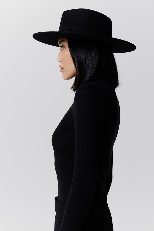 Prinz Berlin Merino Fedora Hut Classic Brim Schwarz Verkauf