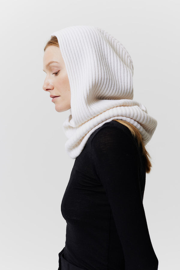 Prinz Berlin Kaschmir Hood Rib Knit Off-White Schlussverkauf