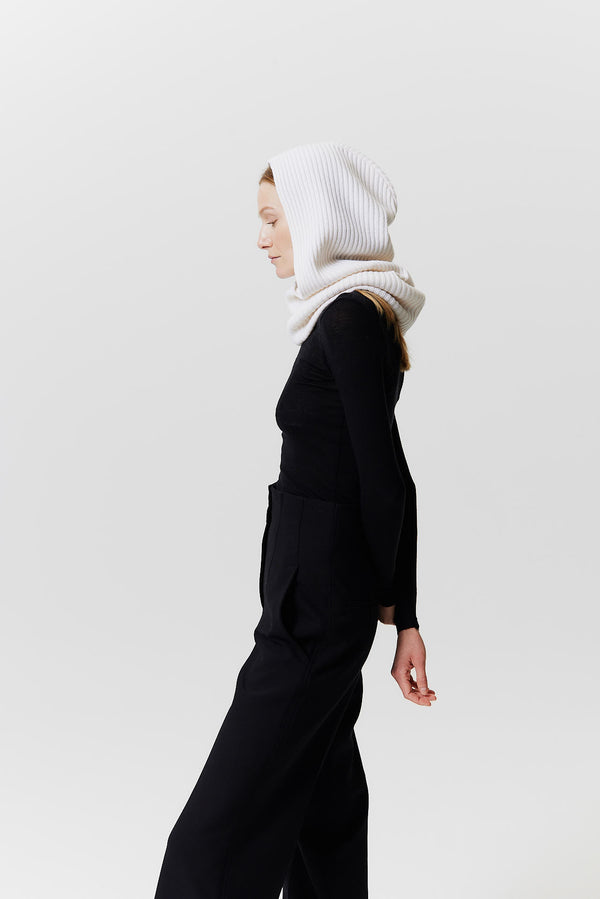 Prinz Berlin Kaschmir Hood Rib Knit Off-White Schlussverkauf