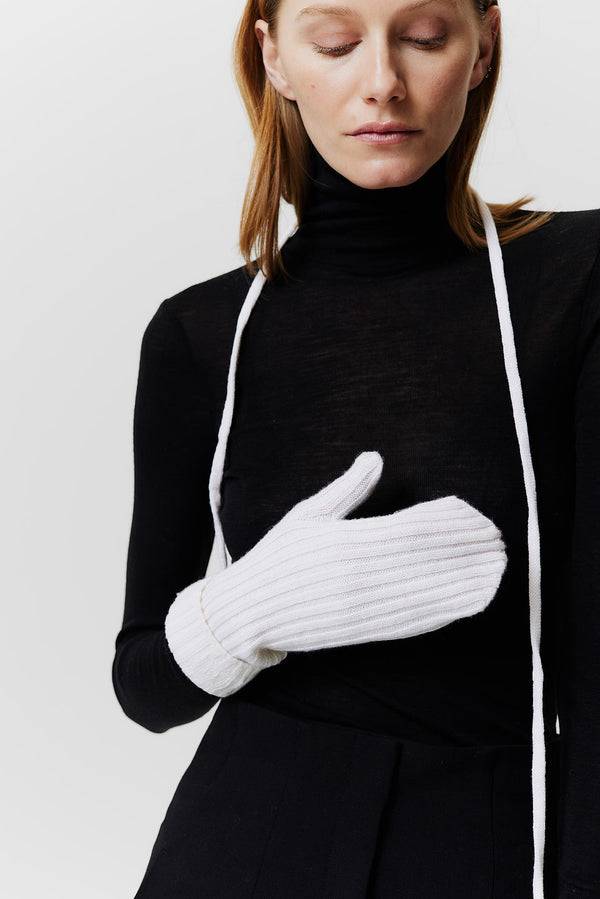 Prinz Berlin Kaschmir Mittens Rib Knit Off-White Günstiger Verkauf