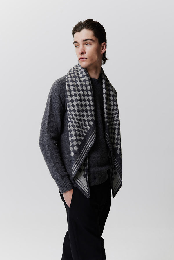 Prinz Berlin Kaschmir Triangle Jacquard Schwarz Fabrikverkauf