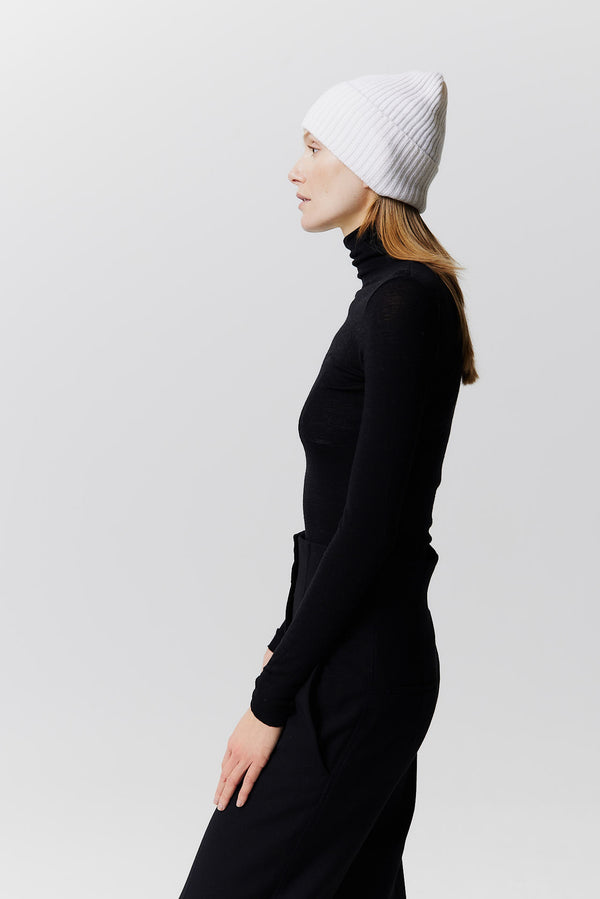 Prinz Berlin Kaschmir Beanie Rib Knit Off-White Meist gekauft