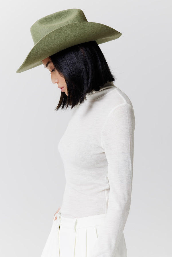 Prinz Berlin Merino Cowboy Hut Lifted Brim Pistazie im Angebot