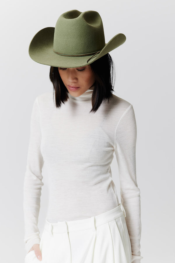Prinz Berlin Merino Cowboy Hut Lifted Brim Pistazie im Angebot