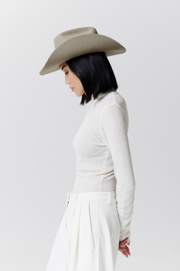 Prinz Berlin Merino Cowboy Hut Lifted Brim Taupe Schlussverkauf