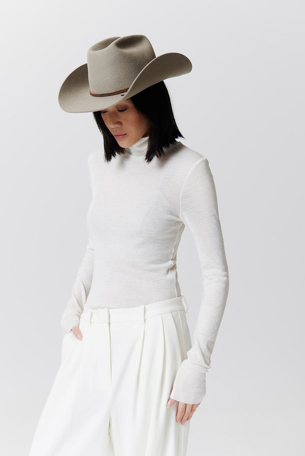 Prinz Berlin Merino Cowboy Hut Lifted Brim Taupe Schlussverkauf