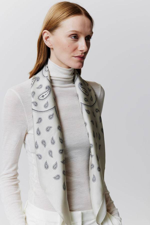 Prinz Berlin Seidentuch Paisley 90 Off-White Fabrikverkauf