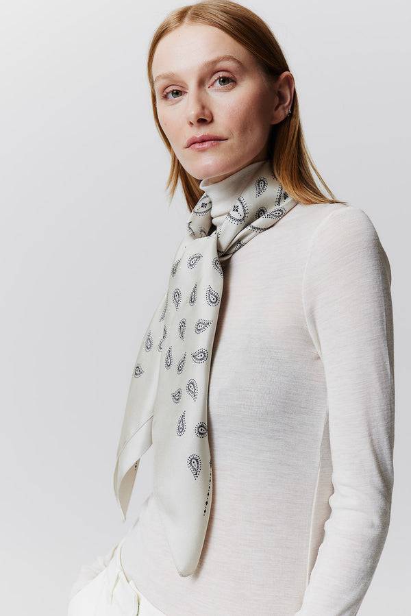 Prinz Berlin Seidentuch Paisley 90 Off-White Fabrikverkauf