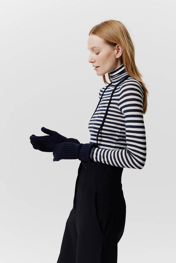 Prinz Berlin Kaschmir Mittens Rib Knit Dunkelblau Meist gekauft