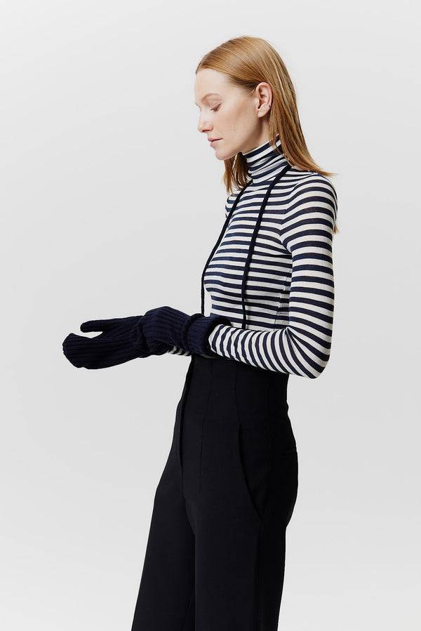 Prinz Berlin Kaschmir Mittens Rib Knit Dunkelblau Meist gekauft
