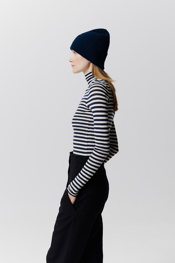 Prinz Berlin Kaschmir Beanie Classic Knit Dunkelblau Blitzverkäufe