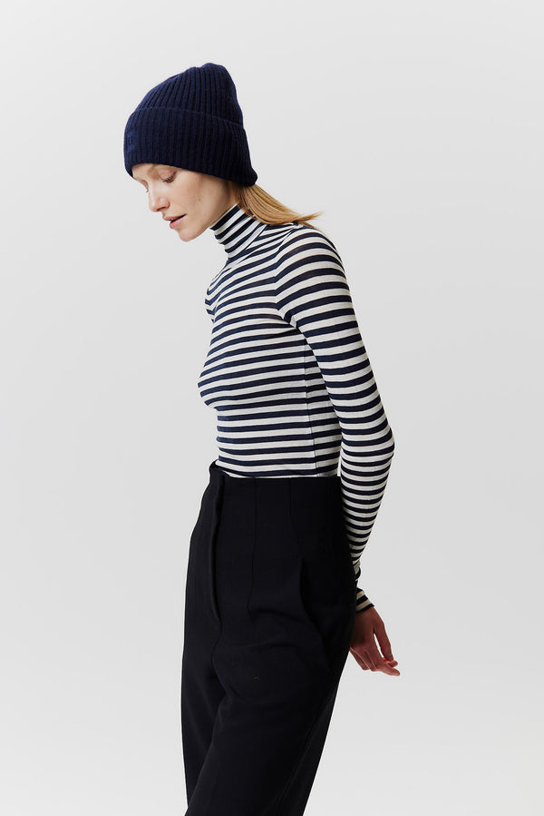 Prinz Berlin Kaschmir Beanie Rib Knit Dunkelblau Online
