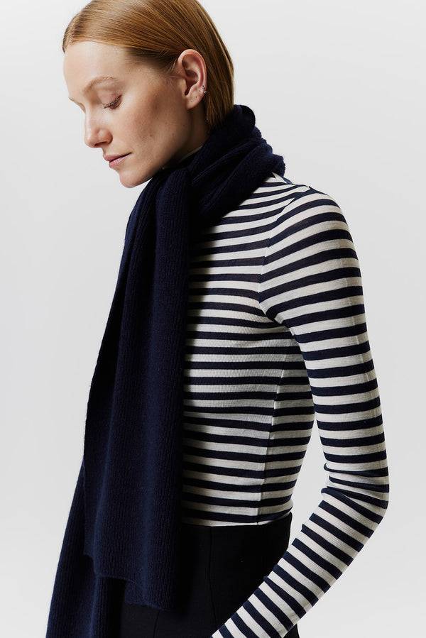 Prinz Berlin Kaschmir Schal Classic Knit Dunkelblau Outlet
