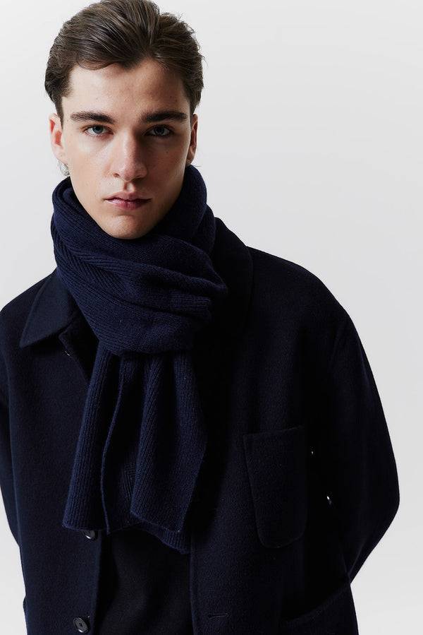 Prinz Berlin Kaschmir Schal Classic Knit Dunkelblau Outlet
