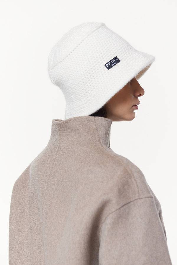 Prinz Berlin Kaschmir Bucket Hat Hand Crochet Weiß
