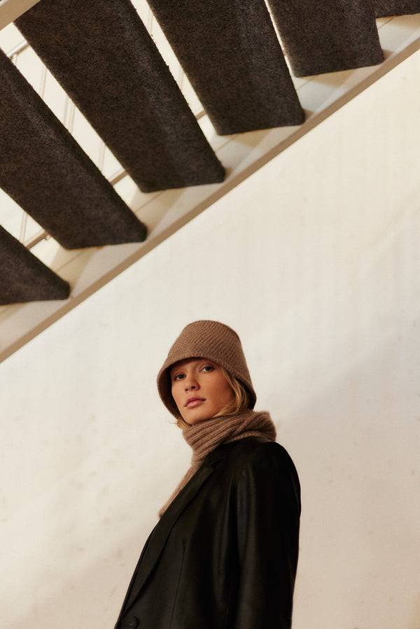 Prinz Berlin Kaschmir Bucket Hat Hand Crochet Beige Günstiger Verkauf