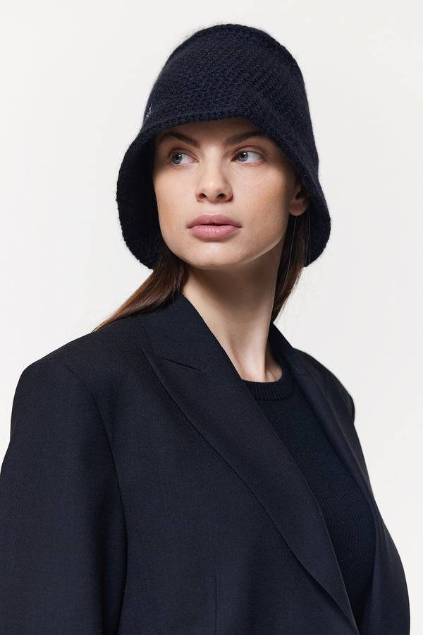 Prinz Berlin Kaschmir Bucket Hat Hand Crochet Schwarz Blitzverkäufe