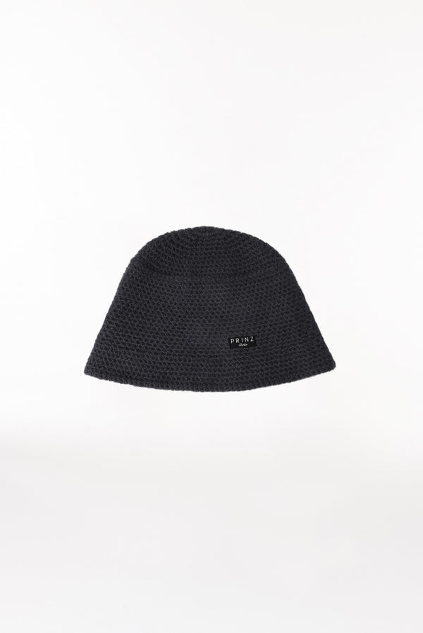 Prinz Berlin Kaschmir Bucket Hat Hand Crochet Schwarz Blitzverkäufe