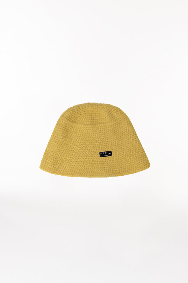 Prinz Berlin Kaschmir Bucket Hat Hand Crochet Gelb Auslauf