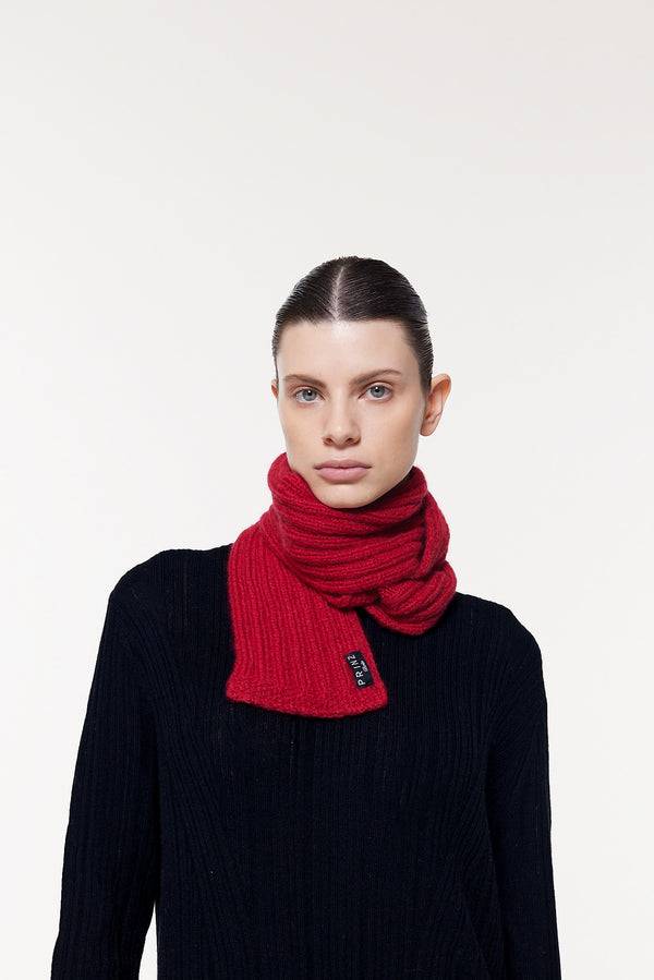 Prinz Berlin Kaschmir Kurzschal Hand Knit Rot Schlussverkauf