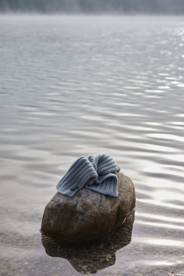 Prinz Berlin Kaschmir Kurzschal Hand Knit Kristallblau Günstiger Verkauf