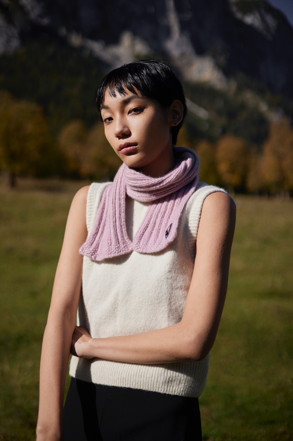 Prinz Berlin Kaschmir Kurzschal Hand Knit Rosa Fabrikverkauf