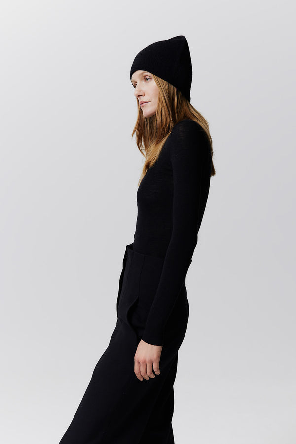 Prinz Berlin Kaschmir Beanie Fine Knit Schwarz Blitzverkäufe