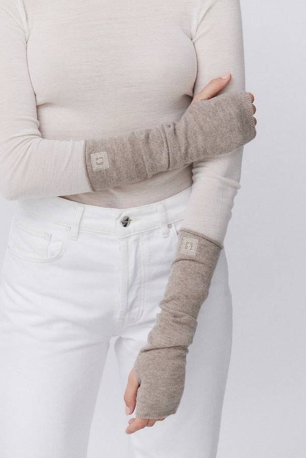 Prinz Berlin Kaschmir Arm Warmers Fine Knit Beige Outlet
