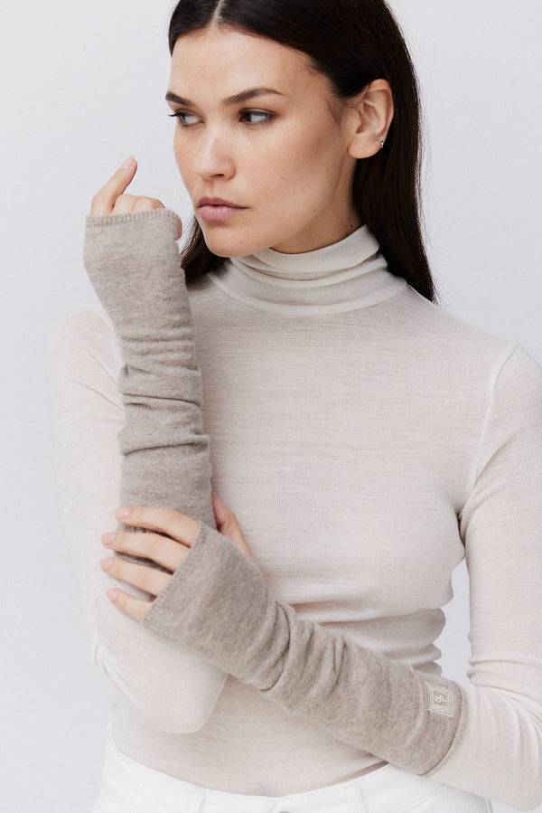 Prinz Berlin Kaschmir Arm Warmers Fine Knit Beige Outlet